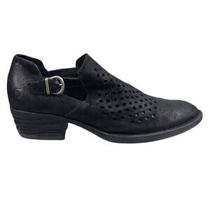 Born Women's Nanna Black Leather Laser Cut Ankle Bootie Size US 8.5